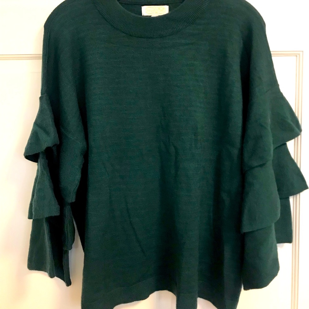 Mudpie Peacock Ruffle Sleeve Sweater